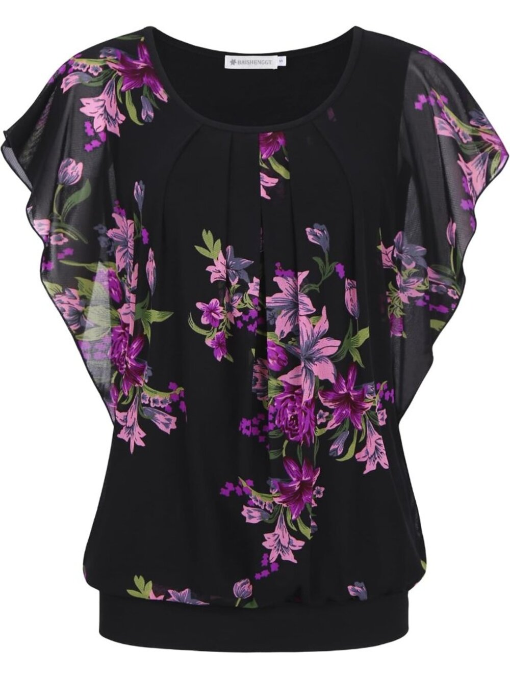 Stylish Women's Summer Flutter Sleeve Tops - Pleated Mesh Blouses for Casual